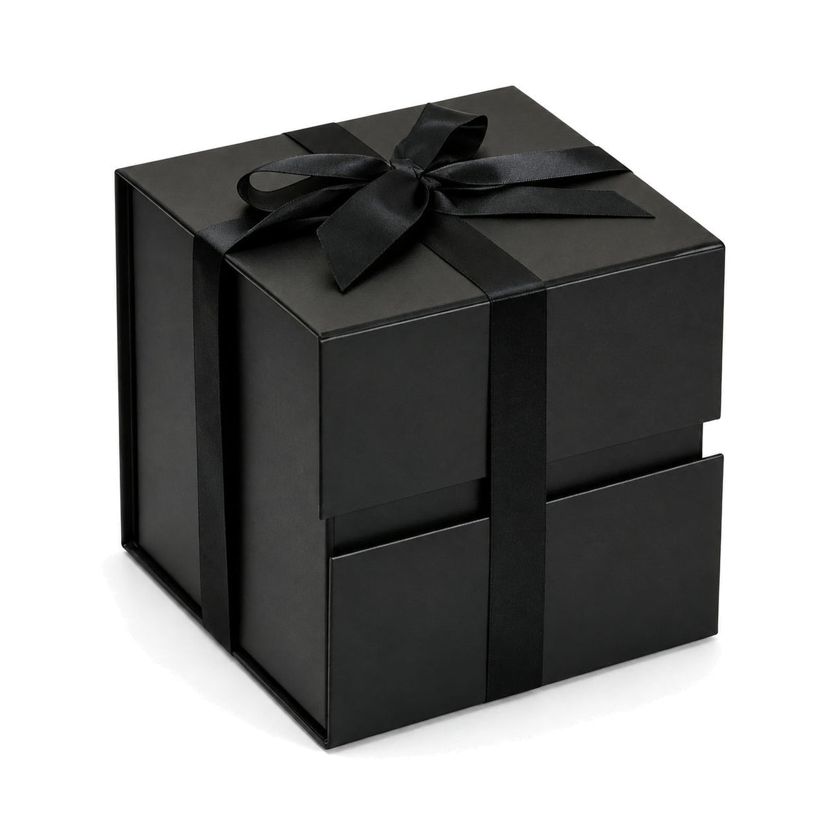 Cutie cadou cub magnetică pliabilă cu fundă - negru - CraftUp
