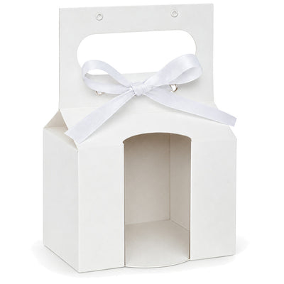 Cutii pentru cană cu deschizătură pentru toartă, mâner și fundă - alb (set 10 buc) - CraftUp