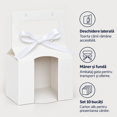 Cutii pentru cană cu deschizătură pentru toartă, mâner și fundă - alb (set 10 buc), avantaje - CraftUp