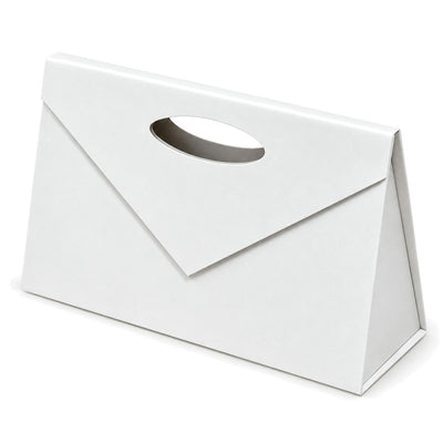 Gentuță cadou din carton tare cu închidere magnetică și mâner decupat - alb - CraftUp