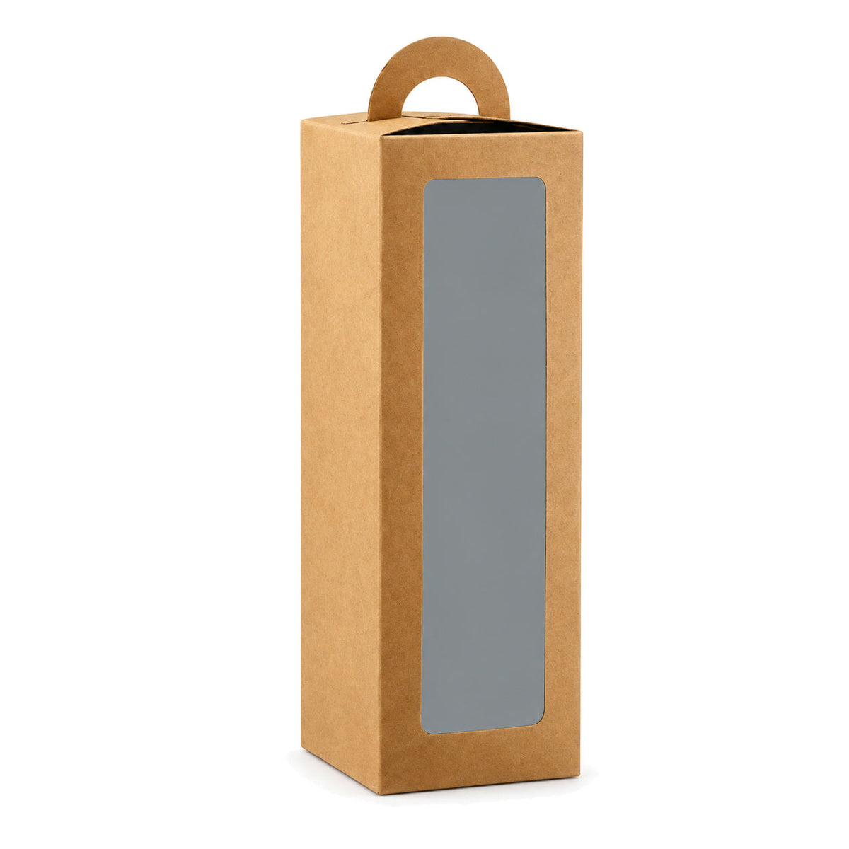 Cutii înalte cu fereastră și mâner, pentru pahare termos - kraft (set 24 buc) - CraftUp