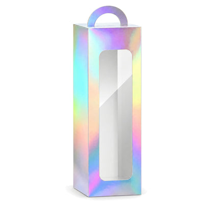 Cutii înalte cu fereastră și mâner, pentru pahare termos - holografic (set 24 buc) - CraftUp
