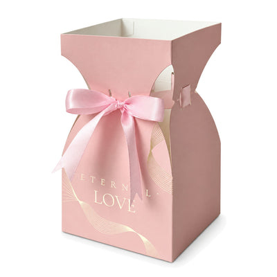 Cutii tip vază pentru buchete de flori, cu fundă - roz (set 10 buc) - CraftUp