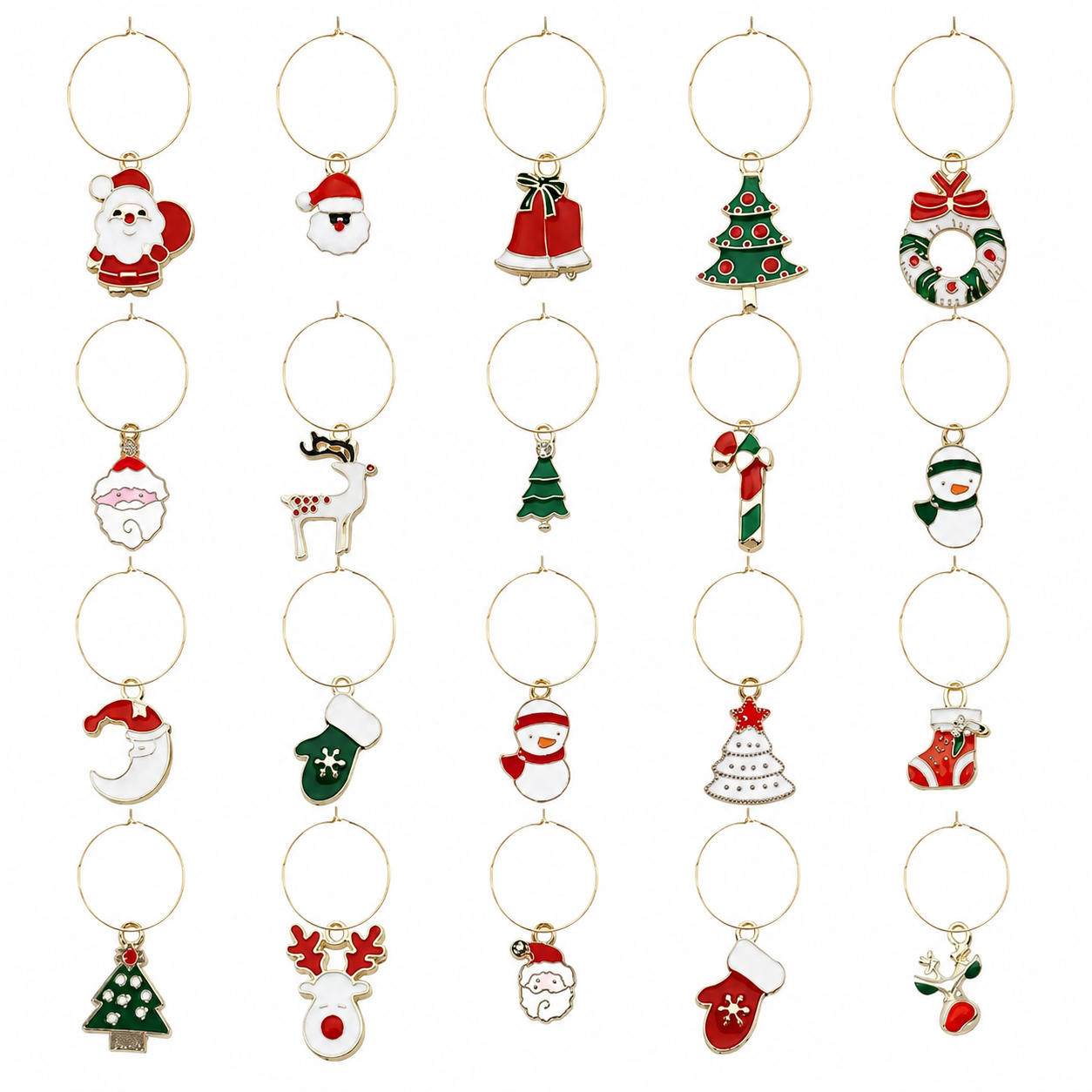 Pandantive pentru pahare de Crăciun - mix (set 20 buc)