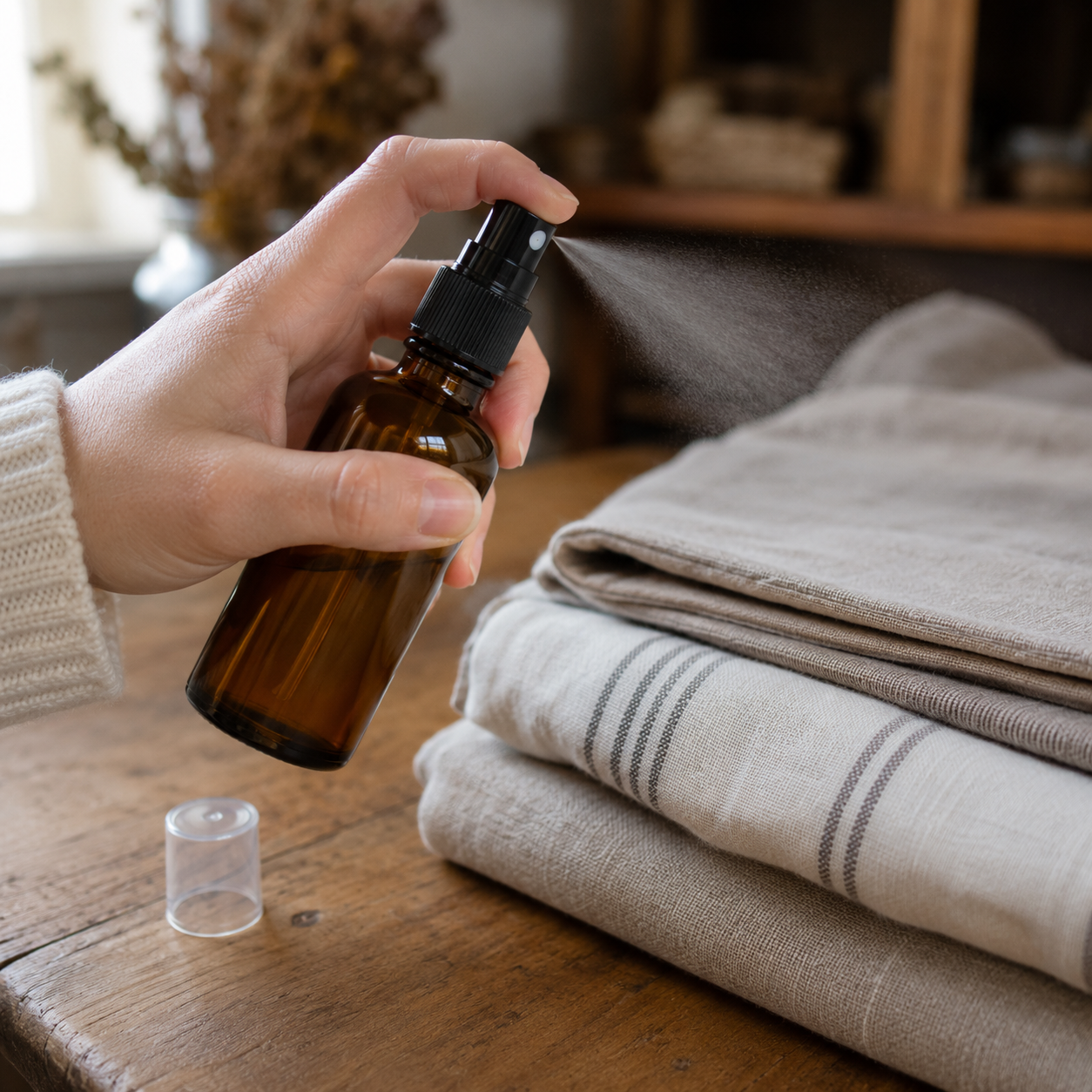 Sticluță ambră reutilizabilă cu spray și capac 50ml