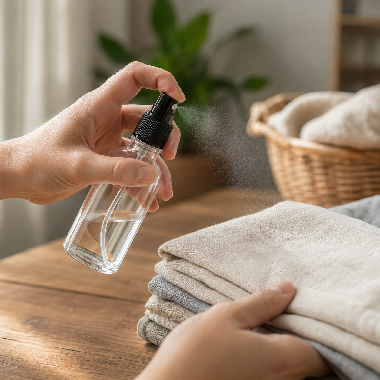 Sticluță transparentă reutilizabilă cu spray și capac 50ml