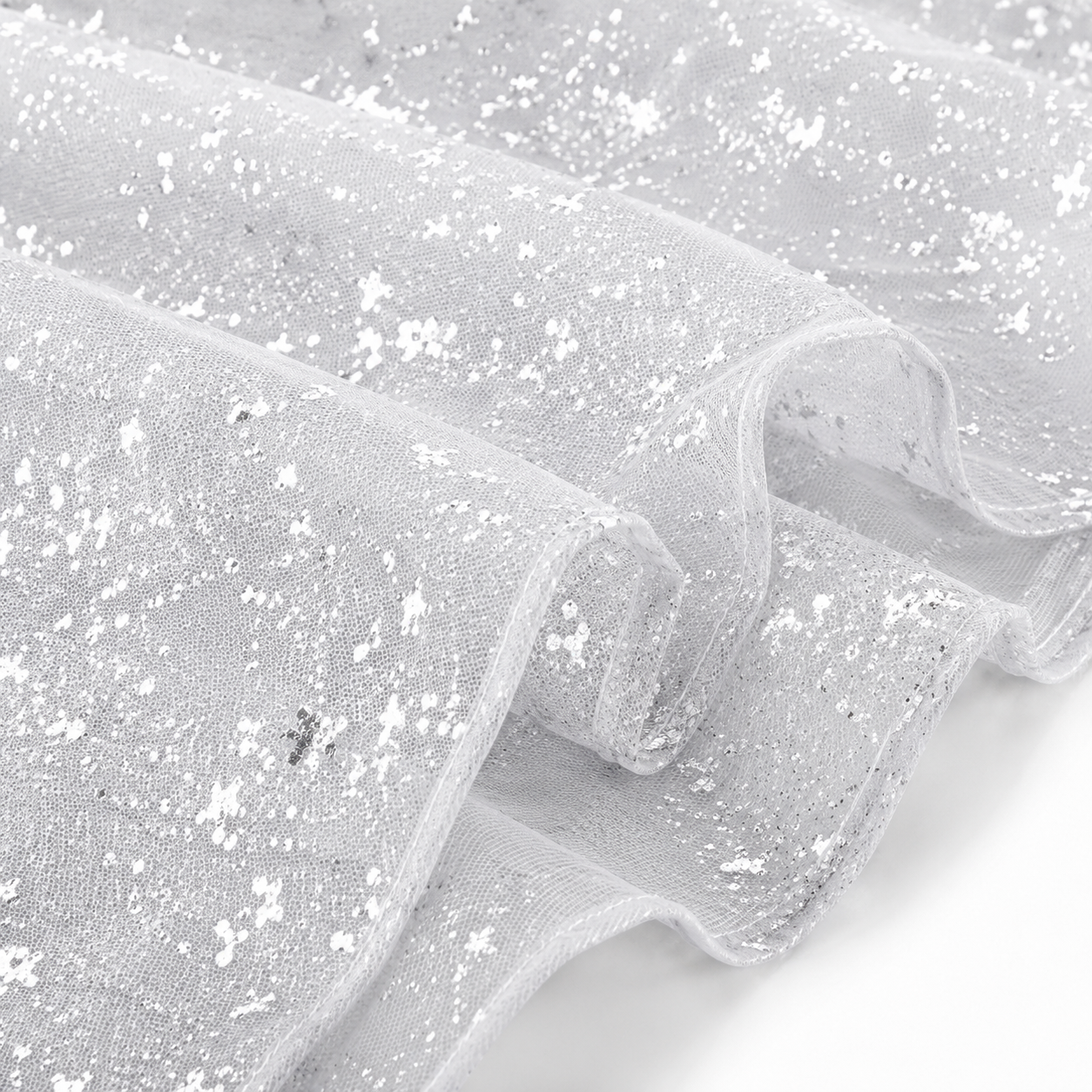 Runner masă tul cu foiță metalică - argintiu