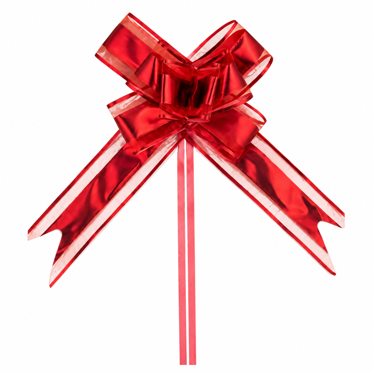 Funde pull bow din satin și organza - roșu (set 10 buc)