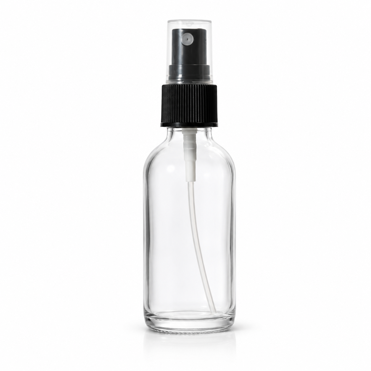 Sticluță transparentă reutilizabilă cu spray și capac 50ml