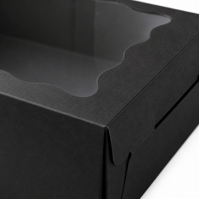 Cutie cu fereastră ondulată transparentă - negru (set 50 buc)