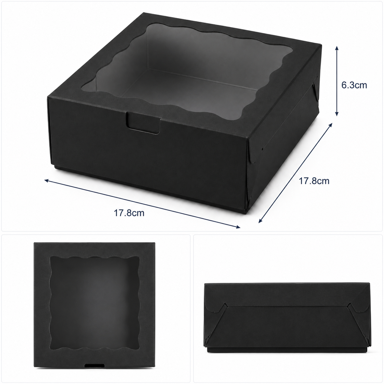 Cutie cu fereastră ondulată transparentă - negru (set 50 buc)