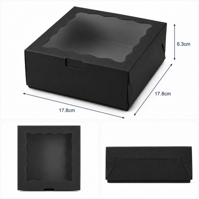 Cutie cu fereastră ondulată transparentă - negru (set 50 buc)