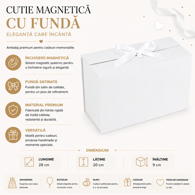 Cutie magnetică cu fundă la închidere - alb