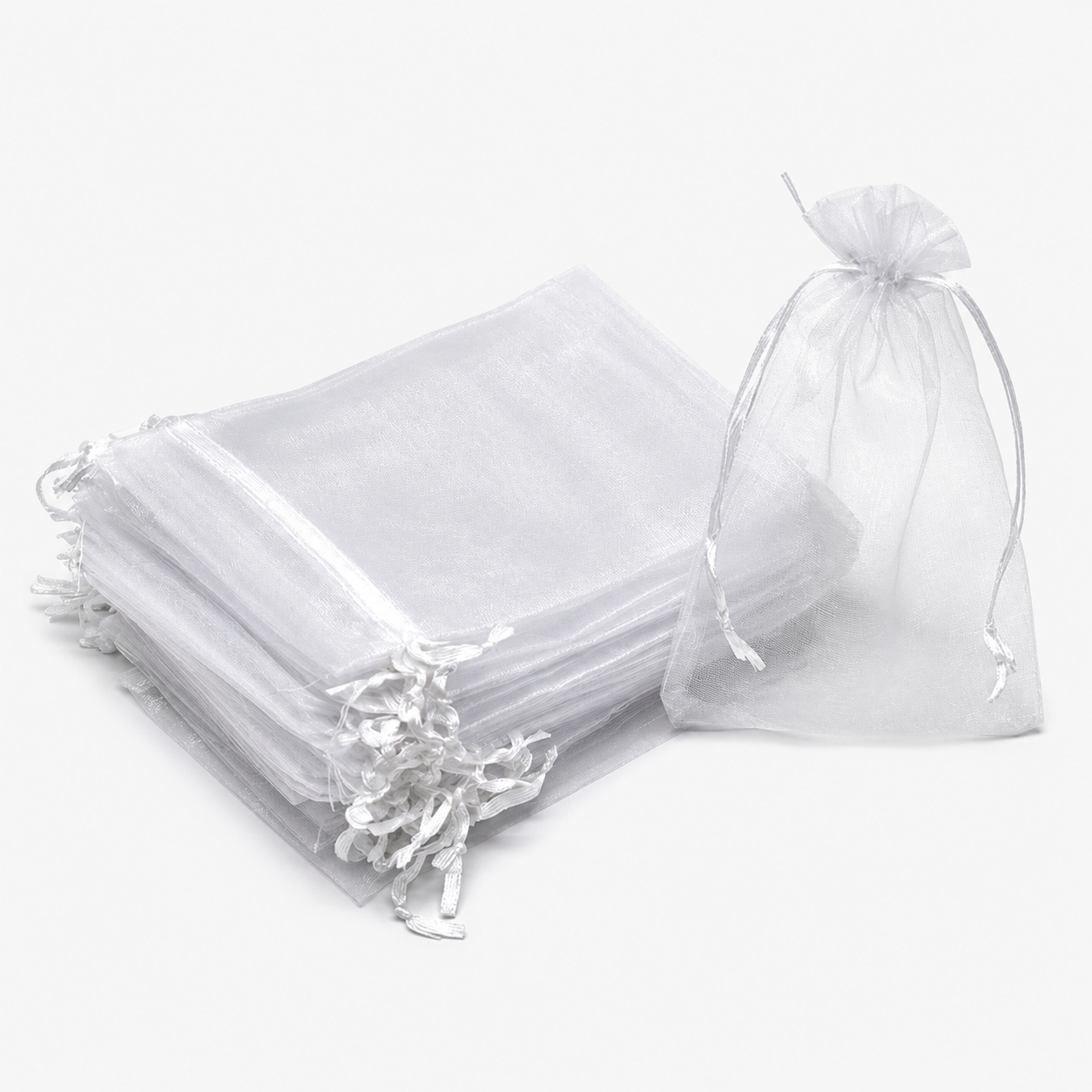 Săculeți organza cu șnur satin 9x12cm (set 100 buc)