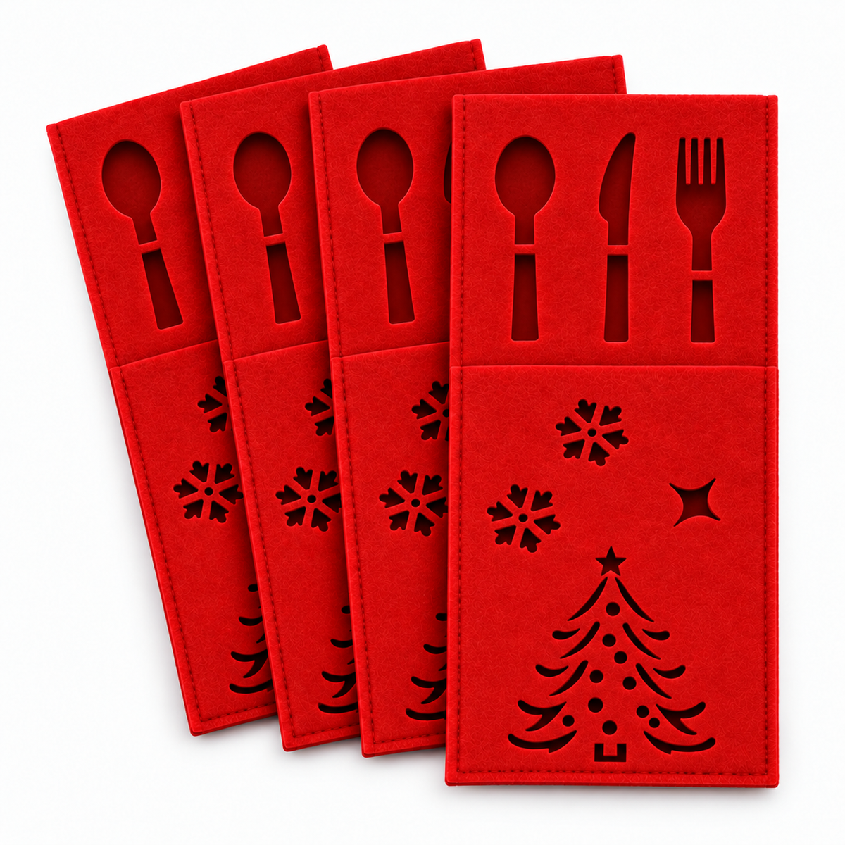 Huse decorative pentru tacâmuri de Crăciun - roșu (set 4 buc)