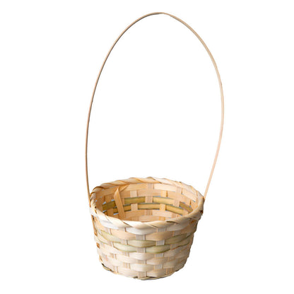 Coșuleț mediu ratan rotund cu mâner 18x10cm - lemn deschis 1 - craftup.ro