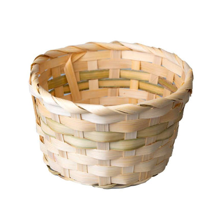 Coșuleț mediu ratan rotund cu mâner 18x10cm - lemn deschis 2 - craftup.ro