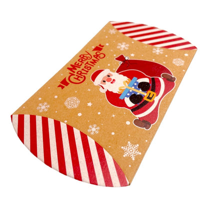 Cutie Crăciun kraft în formă de pernă - model 5 Cadourile Moșului (set 50 buc) 12x7.2x2.5cm 4 - craftup.ro