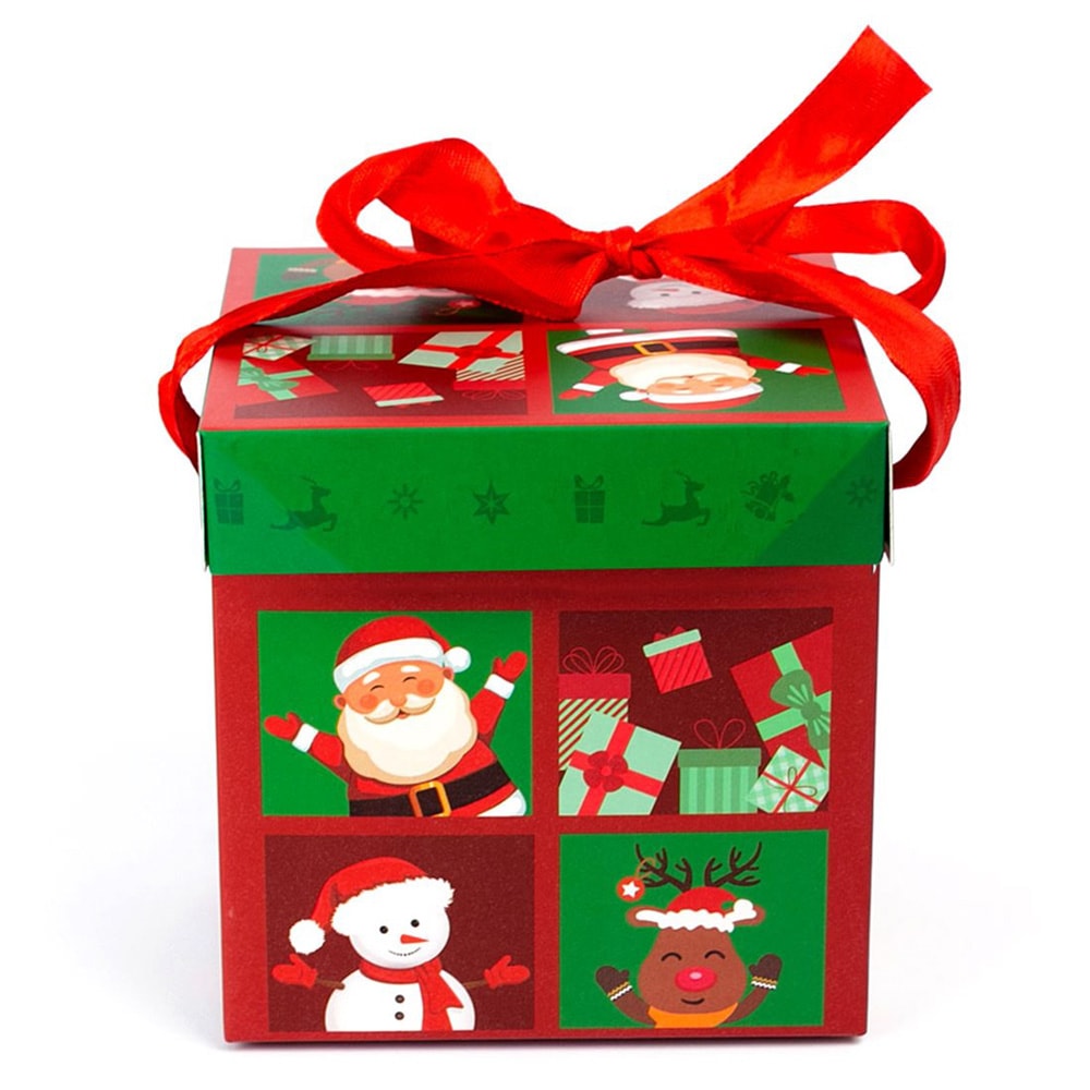 Cutie căni Crăciun cu capac și fundă roșu-verde 1 - craftup.ro