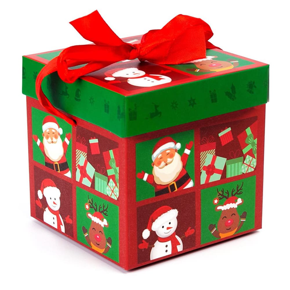 Cutie căni Crăciun cu capac și fundă roșu-verde 4 - craftup.ro