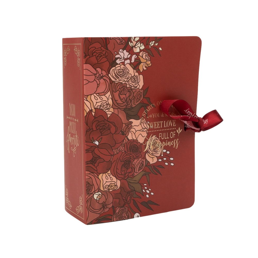Cutie carte cu fundă satinată și design floral - roșu 2 - craftup.ro