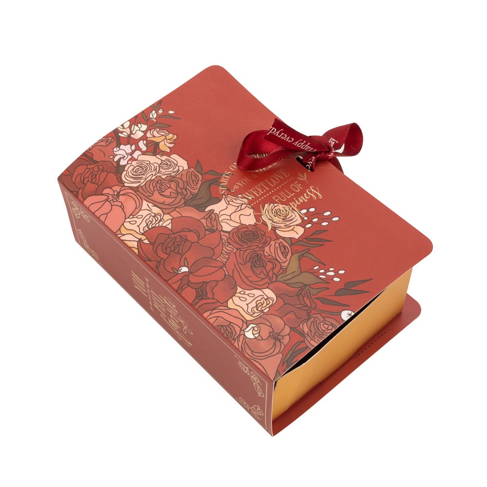 Cutie carte cu fundă satinată și design floral - roșu 3 - craftup.ro