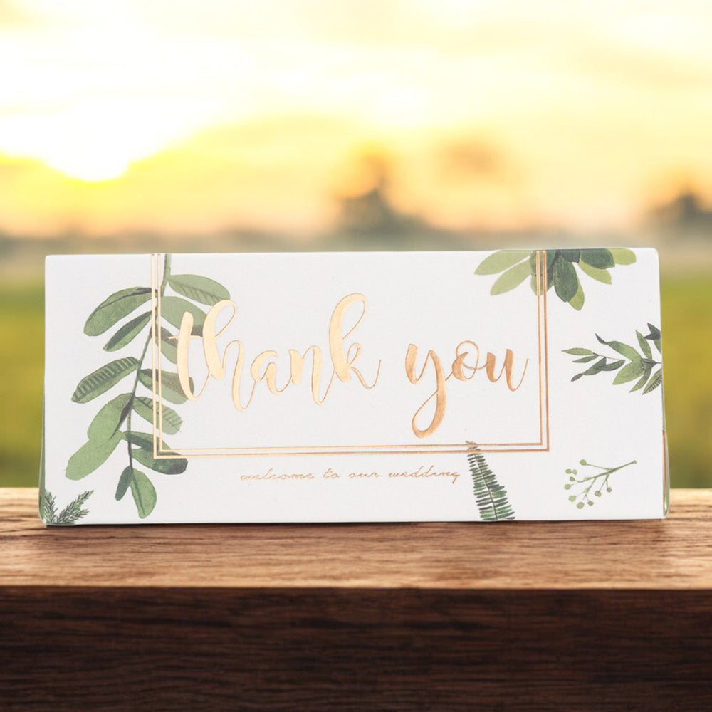Cutie cu mesaj Thank you și panglică - verde (set 50 buc) - 13x5.5 2- craftup.ro