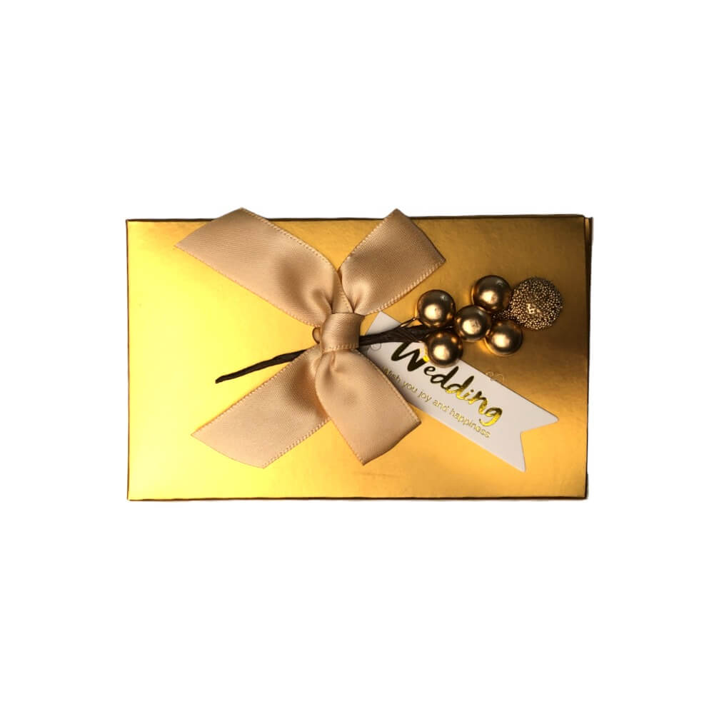 Cutie din hârtie cu fundă și floare 8x3,5x13cm - auriu 4 - craftup.ro