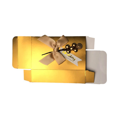 Cutie din hârtie cu fundă și floare 8x3,5x13cm - auriu 5 - craftup.ro