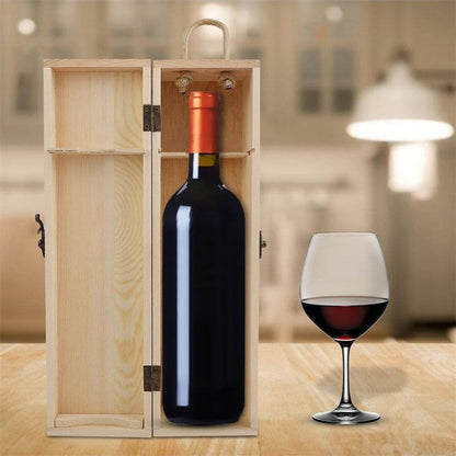 Cutie din lemn pentru sticlă de vin cu mâner 8