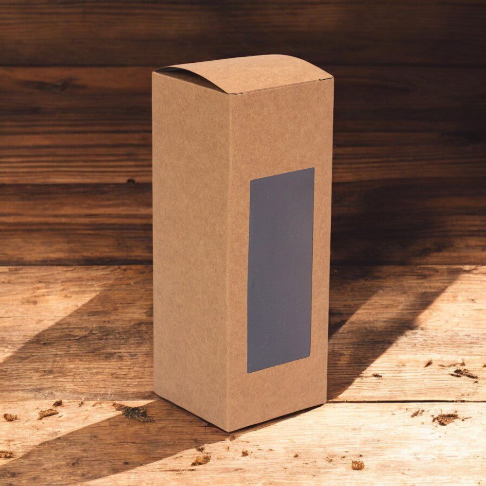 Cutie dreptunghiulară cu fereastră – kraft (set 50 buc) 9x9x18cm