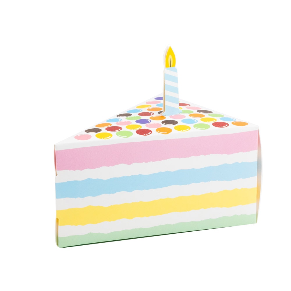 Cutie felie tort cu lumânare - multicolor (set 50 buc)