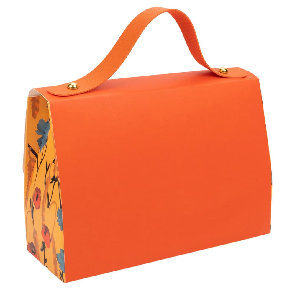 Cutie gentuță model floral cu mâner și mesaj Love You - portocaliu 3 - craftup.ro