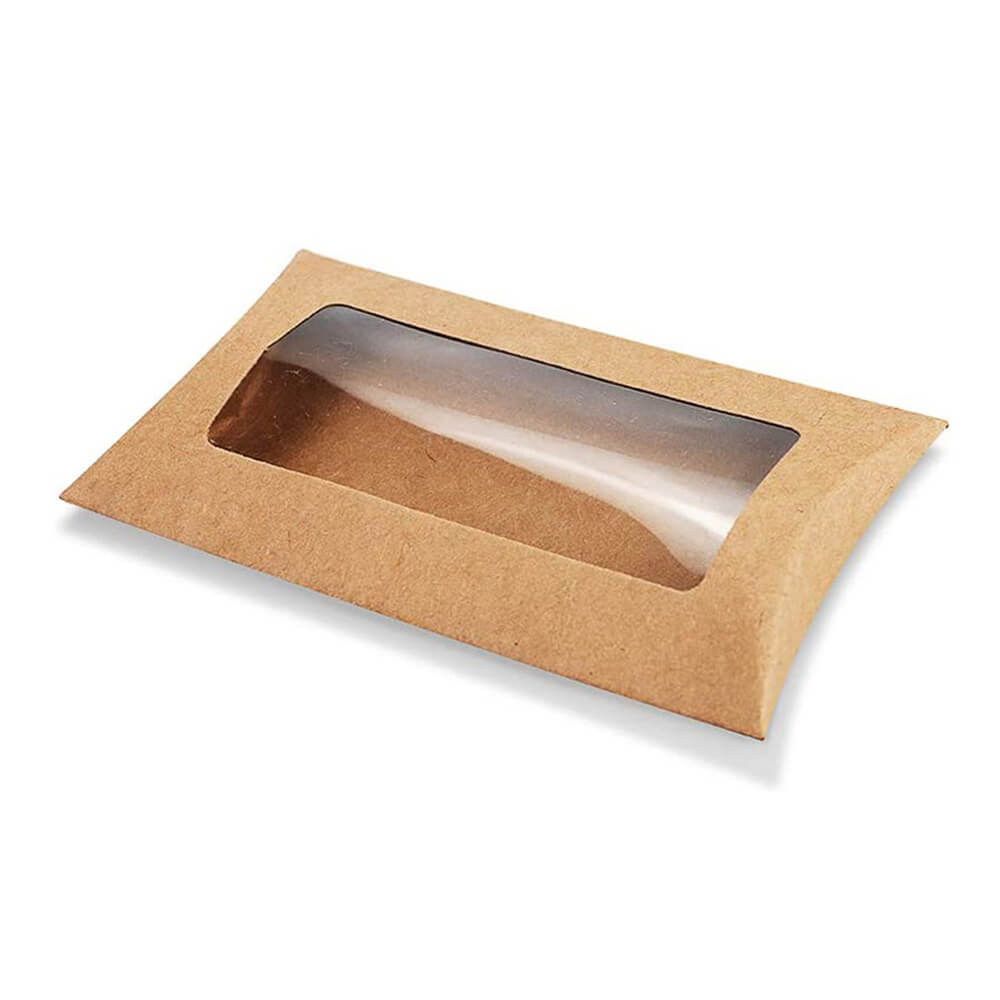 Cutie hârtie în formă de pernă cu fereastră 14,5×7,5cm - kraft 2 - craftup.ro