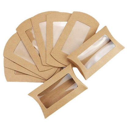 Cutie hârtie în formă de pernă cu fereastră 14,5×7,5cm - kraft 3 - craftup.ro