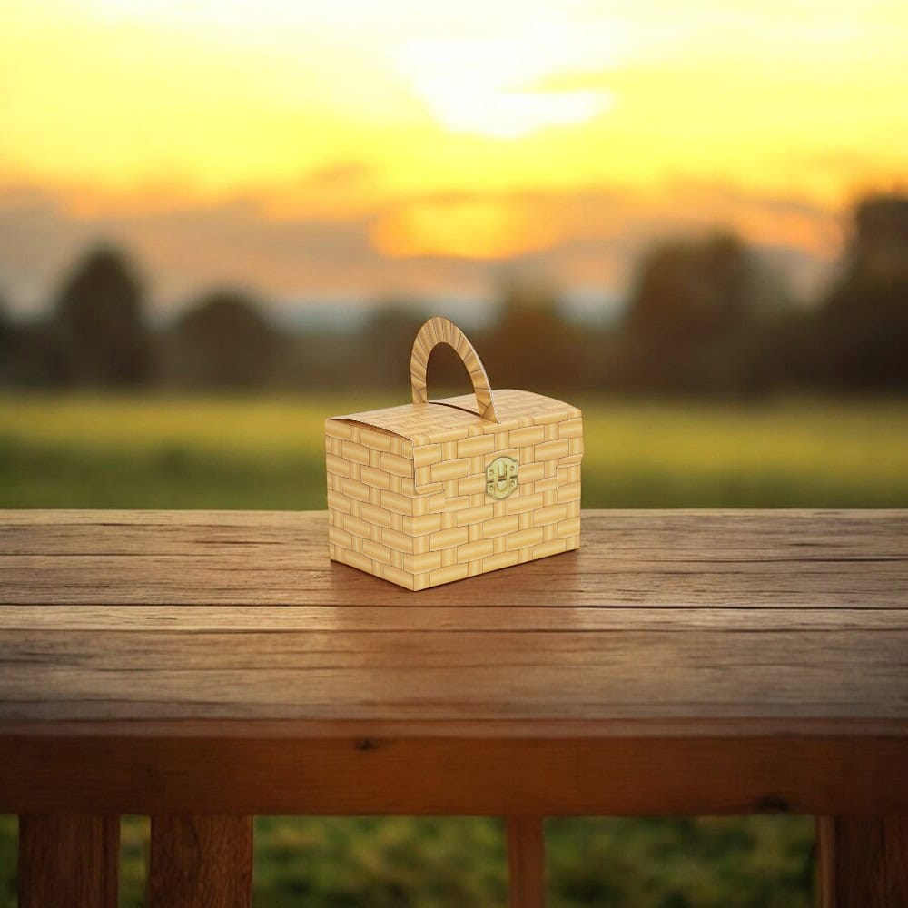 Cutie imitație cufăr cu mâner - maro deschis 2 - craftup.ro