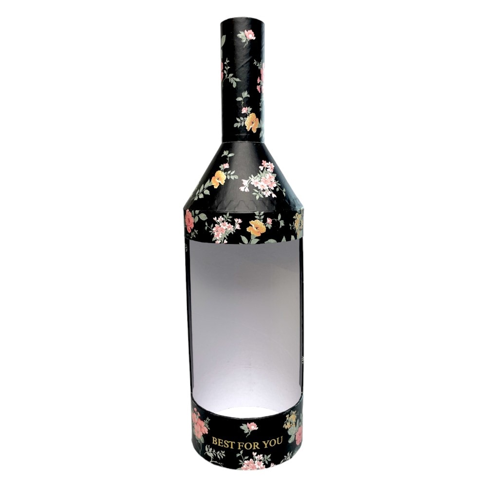 Cutie în formă de sticlă model floral - negru 1 - craftup.ro