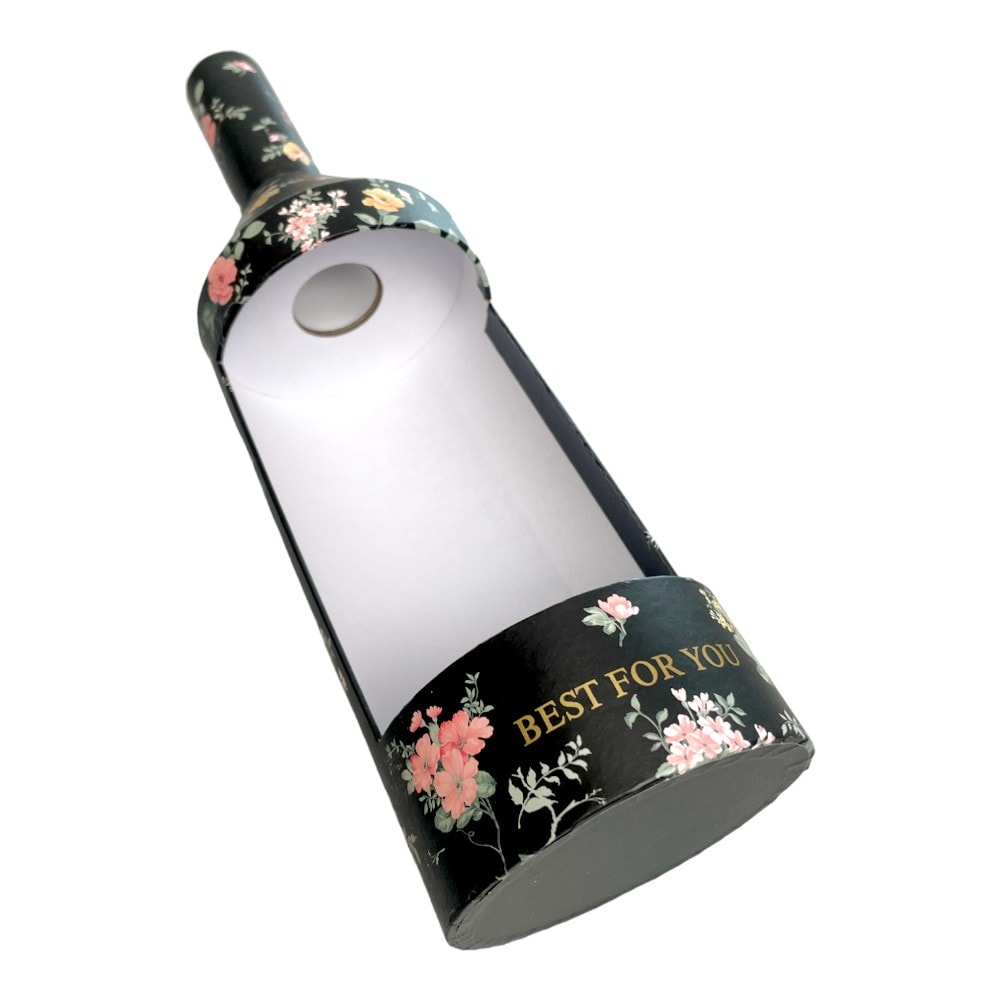 Cutie în formă de sticlă model floral - negru 3 - craftup.ro