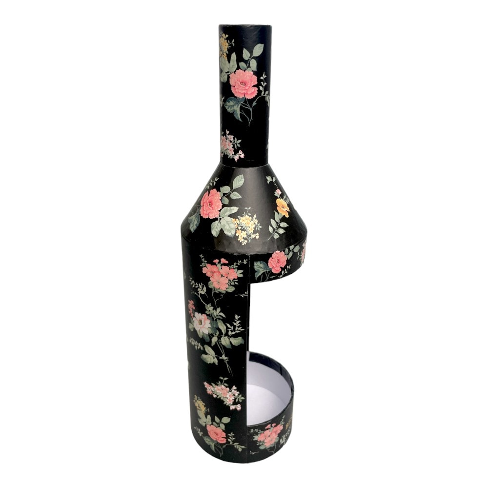 Cutie în formă de sticlă model floral - negru