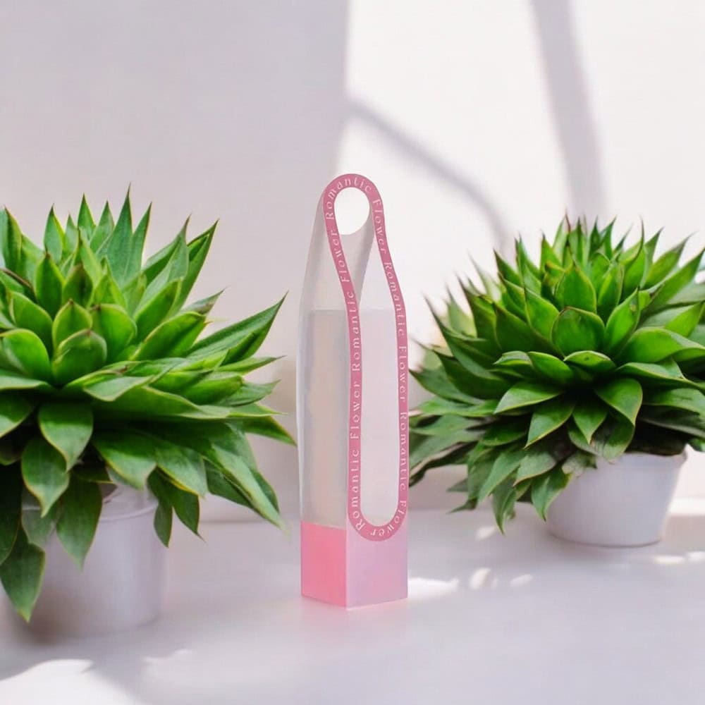 Cutie înalta pentru flori cu fereastră și mâner lung - roz 2 - craftup.ro