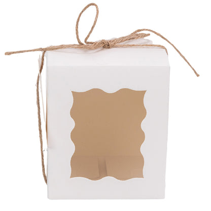 Cutie mică cu fereastră ondulată și sfoară – alb (set 50 buc) – 10×8.5×8.5cm