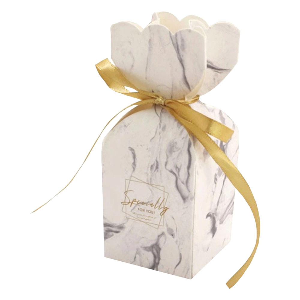 Cutie mică în formă de vază cu fundă satinată - alb (set 50 buc) 5x5x6.5cm 1 - craftup.ro