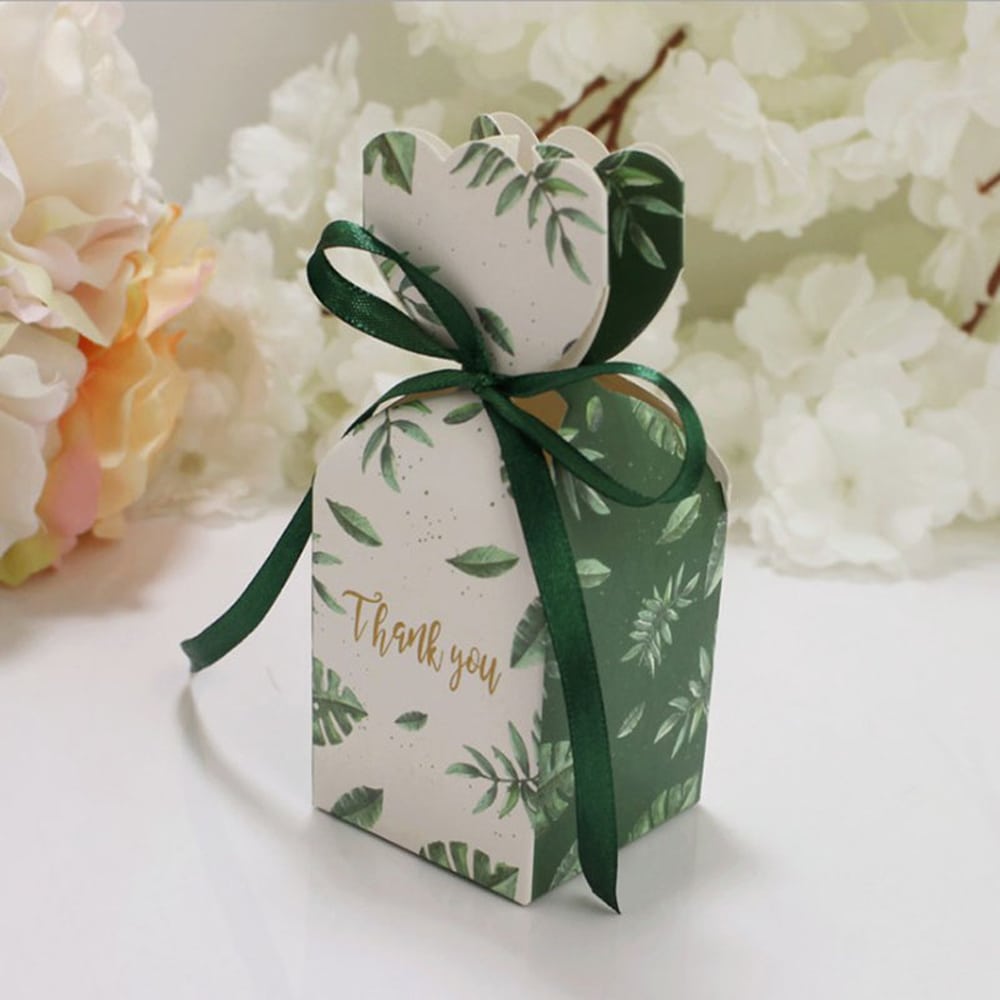 Cutie mică în formă de vază cu fundă satinată - verde (set 50 buc) 5x5x6.5cm 2 - craftup.ro