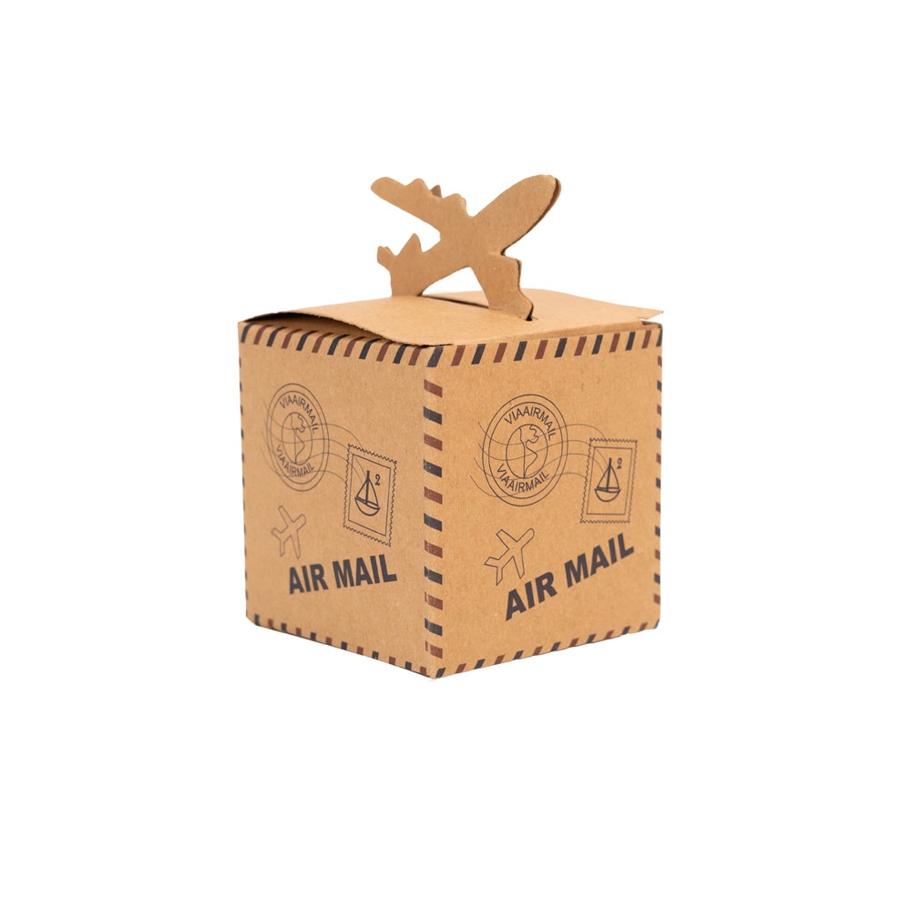 Cutie mică pătrată model avion - maro (set 50 buc)