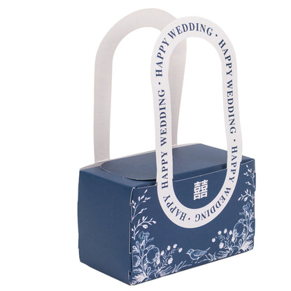 Cutie model floral cu mâner și mesaj Happy wedding – albastru (set 25 buc) – 10x6x5cm 4 - craftup.ro