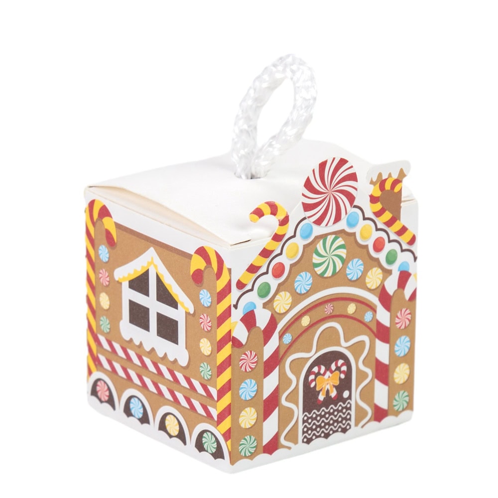 Cutie pătrată de Crăciun cu mâner de sfoară alb - maro 3 - craftup.ro