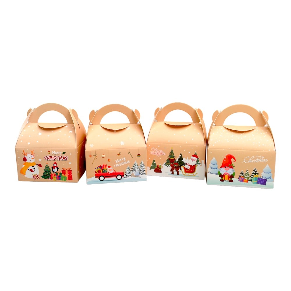 Cutii Crăciun cu mâner mix 4 modele (set 24 buc) 8x6x11cm 1 - craftup.ro