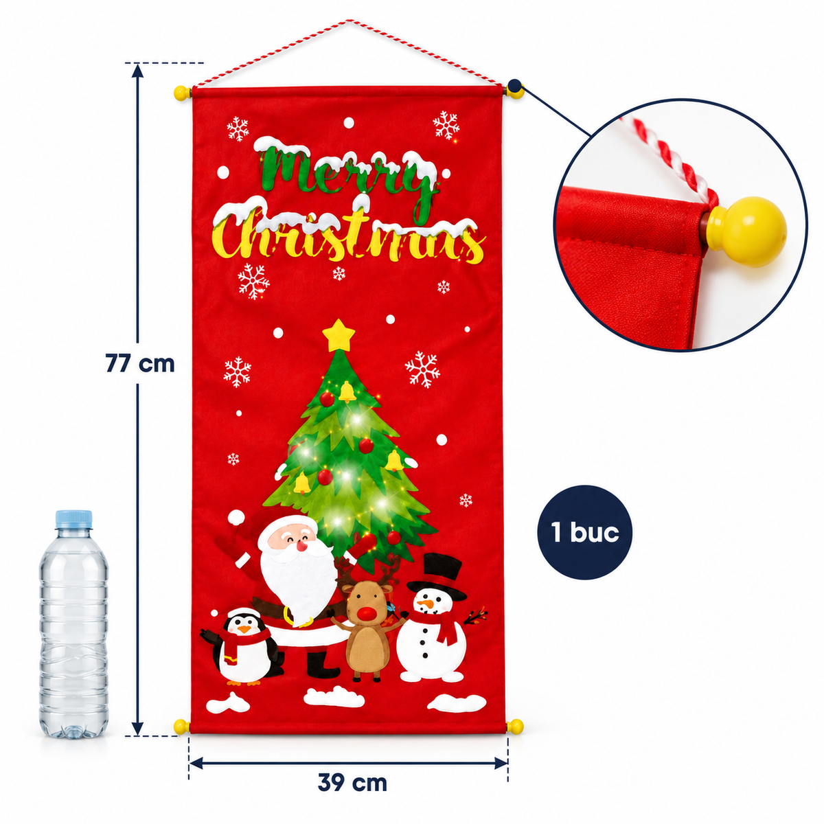 Banner de ușă de Crăciun Merry Christmas, dimensiuni