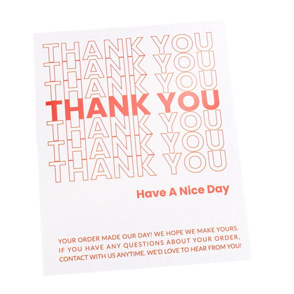 Stickere dreptunghiulare cu mesaj Thank you Have a nice day - roșu (set 50 buc)