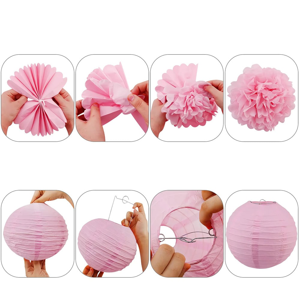 Decorațiuni hârtie pentru petreceri model rotund (set 15 buc) 4 - craftup.ro
